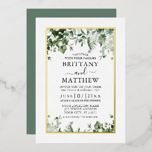 Modern Elegant Ivy Ferns Sage Green Wedding Gold