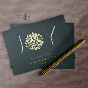 Modern Elegant JOY Corporate Christmas Foil Holiday Card