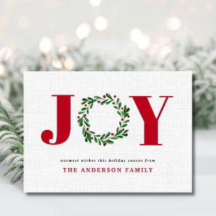 Modern Elegant JOY Holiday Card