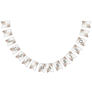 Modern Elegant Just Married Newlyweds Bunting Flags