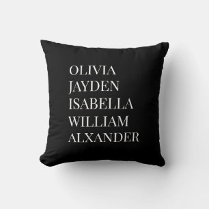 Modern Elegant Kids Names Personalised Family Cush Throw Pillow