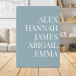 Modern Elegant Kids Names Personalized Family Plaque<br><div class="desc">Create your own personalized plaque featuring family or kids names in elegant typography on blue colour background. Great gift idea for grandma featuring grandkids names.</div>
