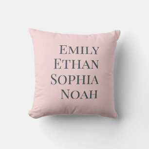 Modern Elegant Kids Names Personalized Family Thro Throw Pillow