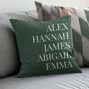 Modern Elegant Kids Names Personalized Family Throw Pillow