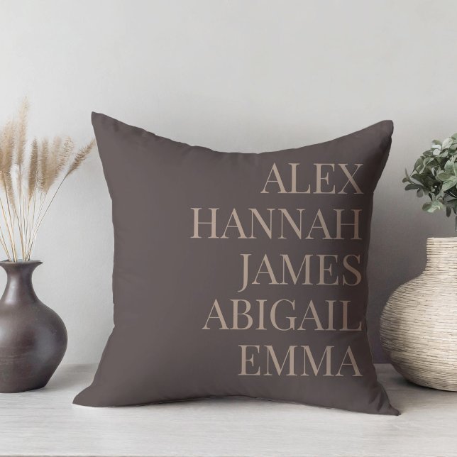 Modern Elegant Kids Names Personalized Family Throw Pillow (Creator Uploaded)
