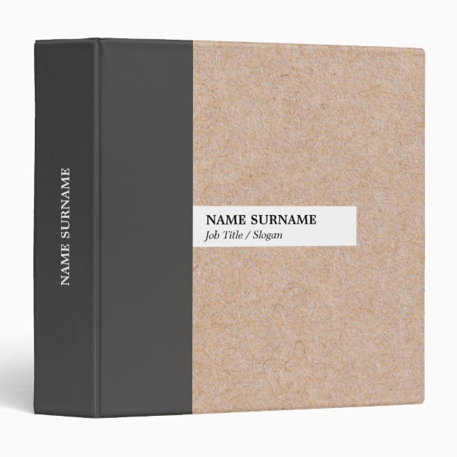 Modern Elegant Kraft Stripe Accent 1.5 inch Binder (Front/Spine)