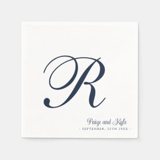 Modern Elegant Last Name Initial Wedding Napkin