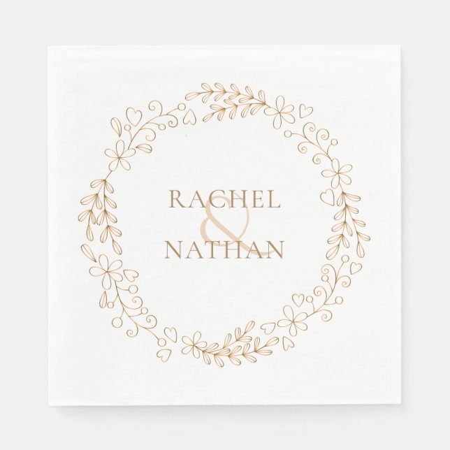 Modern Elegant Laurel Garland Personalized Napkin (Front)