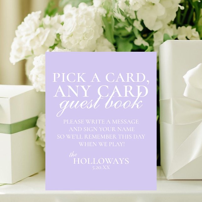 Modern Elegant Lavender Playing Card Guest Book Pedestal Sign (Modern Elegant Lavender Playing Card Guest Book Pedestal Sign)