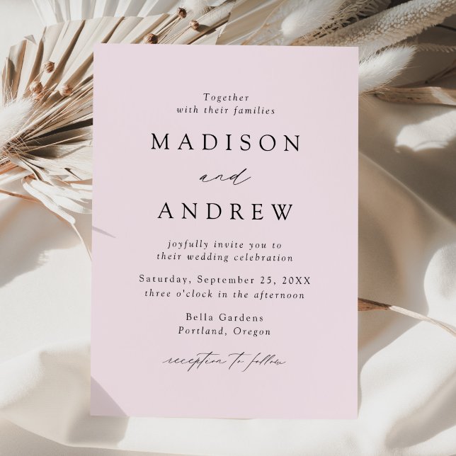 Modern Elegant Lavender Purple Minimalist Wedding Invitation (Creator Uploaded)