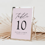 Modern Elegant Lavender Wedding Table Number<br><div class="desc">Trendy, minimalist wedding table number cards featuring black modern lettering with "Table" in modern calligraphy script. The design features a lavender-purple background or a colour of your choice. The design repeats on the back. To order the table cards: add your name, wedding date, and table number. Add each number to...</div>