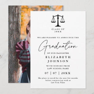 Modern Elegant Law Graduation Photo Announcement