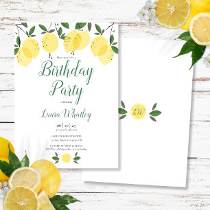 Modern Elegant Lemons Floral Birthday Party Invitation