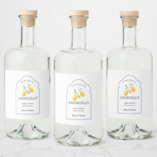 Modern Elegant Lemons Limoncello Wedding Bottle  Liquor Bottle Label