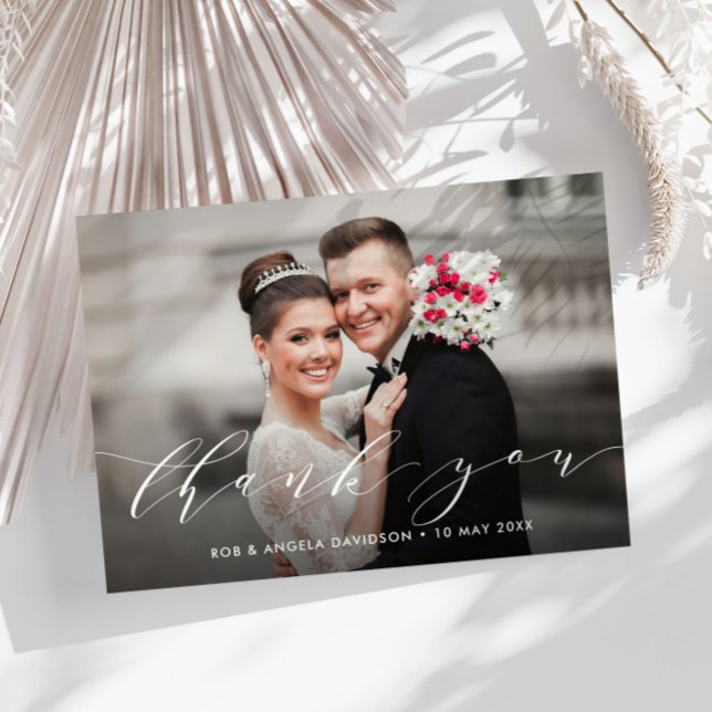 modern elegant lettering wedding thank you  card (Creator Uploaded)