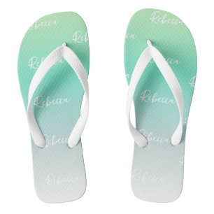 Modern Elegant Light Blue Turquoise Ombre Custom Flip Flops