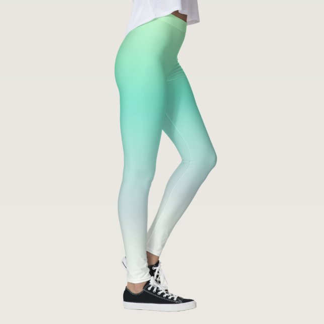Modern Elegant Light Blue Turquoise Ombre Leggings (Right)