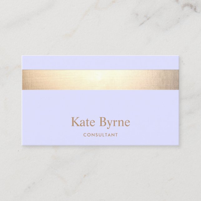 Modern Elegant Light Purple Gold Stripe Business Card (Front)