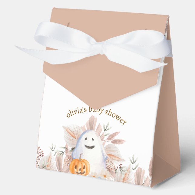 Modern Elegant Little Boo Boho Ghost Baby Shower  Favor Box (Front)