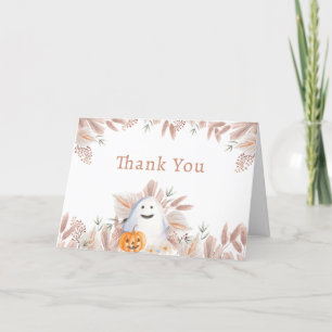 Modern Elegant Little Boo Boho Ghost Baby Shower  Thank You Card