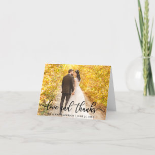 Modern Elegant Love and Thanks   Wedding Note Card