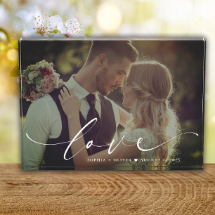 Modern Elegant Love Personalized Wedding Photo Block