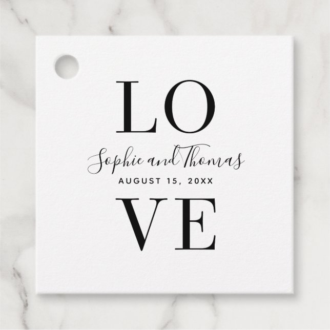 Modern Elegant Love Wedding Favour Tags (Front)