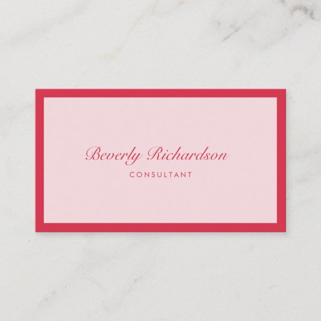 Modern Elegant Luxe Minimalist Professional Pink Business Card (Front)