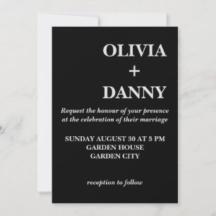 Modern Elegant Luxury Black and White Wedding Invitation