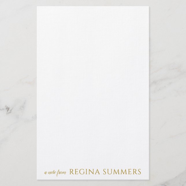 Modern Elegant Luxury Gold Personalized Stationery (Front)