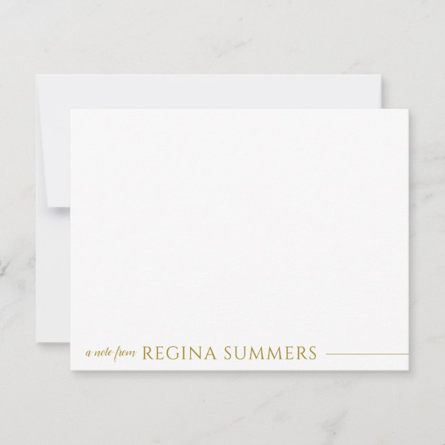 Modern Elegant Luxury Gold Personalized Stationery Card (Front)