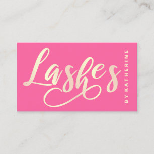 Modern elegant magenta pink gold lashes extension business card
