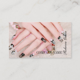 modern elegant manicure nails nail salon business card