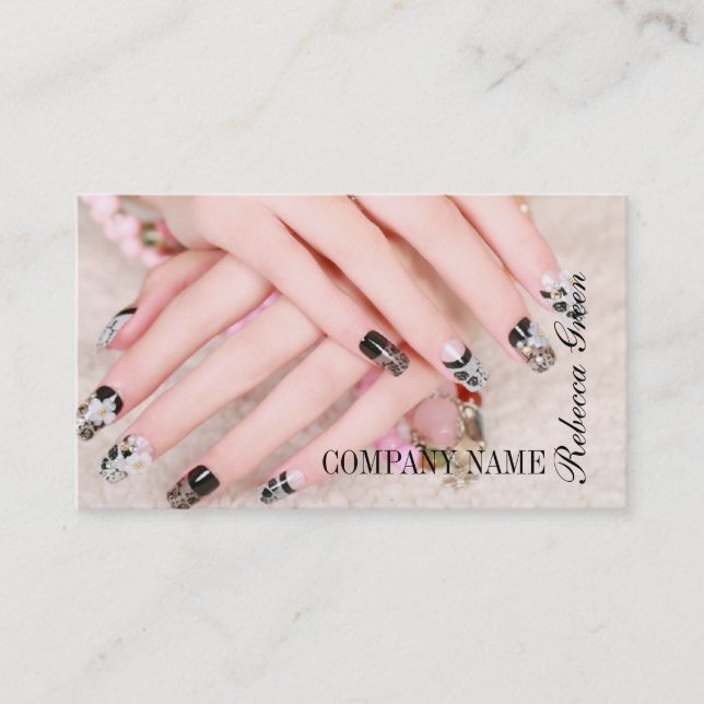 modern elegant manicure nails nail salon business card (Front)