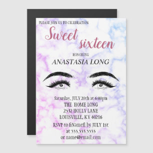 Modern, Elegant Marble, Faux Lashes Magnetic Invitation