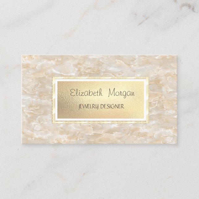 Modern Elegant  Marble, Frame Jewellery Designer Business Card (Front)