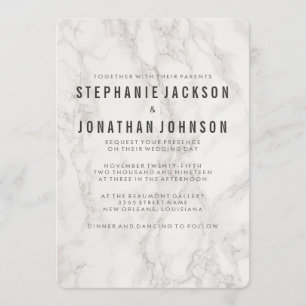 Modern Elegant Marble Wedding Celebration Invitation