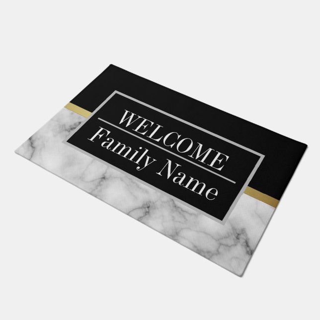 Modern Elegant Marble Welcome Doormat (Angled)