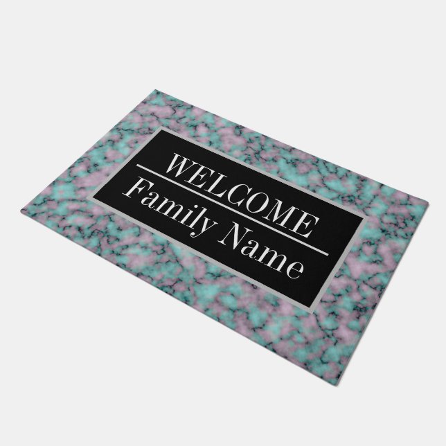 Modern Elegant Marble Welcome Doormat (Angled)