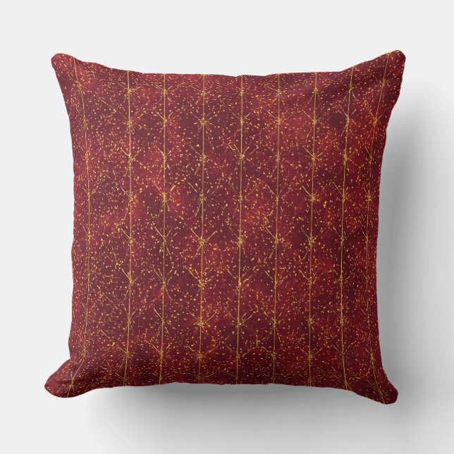 Modern,Elegant ,Maroon Gold Pattern  Throw Pillow (Front)