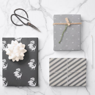 Modern Elegant Masculine Grey Monogram Wrapping Paper Sheet