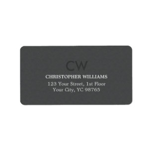 Modern Elegant Masculine Texture Grey Monogram Label