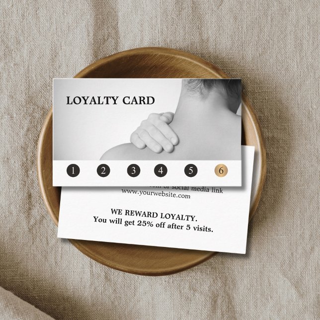 Modern Elegant Massage Therapist Grey Gold Loyalty Card (Creator Uploaded)