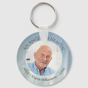 Modern Elegant Memorial ANGEL IN HEAVEN Photo Keychain