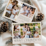 Modern Elegant Merry Christmas Cream Photo Collage Holiday Card<br><div class="desc">Celebrate the season with the Modern Elegant Merry Christmas Cream Photo Collage Holiday Card. This stylish design features a 5-photo collage on the front, with 4 square photos surrounding a larger picture at the centre. "Merry Christmas" is beautifully displayed in trendy black lettering on a cream background. Customize with your...</div>