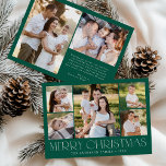 Modern Elegant Merry Christmas Green Photo Collage Holiday Card<br><div class="desc">Celebrate the season with the Modern Elegant Merry Christmas Green Photo Collage Holiday Card. This stylish design features a 5-photo collage on the front, with 4 square photos surrounding a larger picture at the centre. "Merry Christmas" is beautifully displayed in trendy white lettering on a festive green background. Customize with...</div>