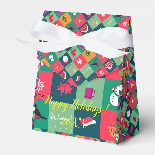 Modern Elegant Merry Christmas Holidays Favor Box (Front Side)
