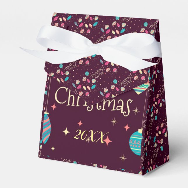 Modern Elegant Merry Christmas Holidays Favor Box (Front Side)