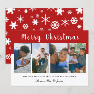 Modern Elegant Merry Christmas Photo Collage  Holiday Card