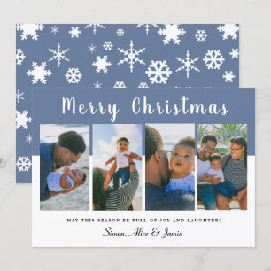 Modern Elegant Merry Christmas Photo Collage  Holiday Card
